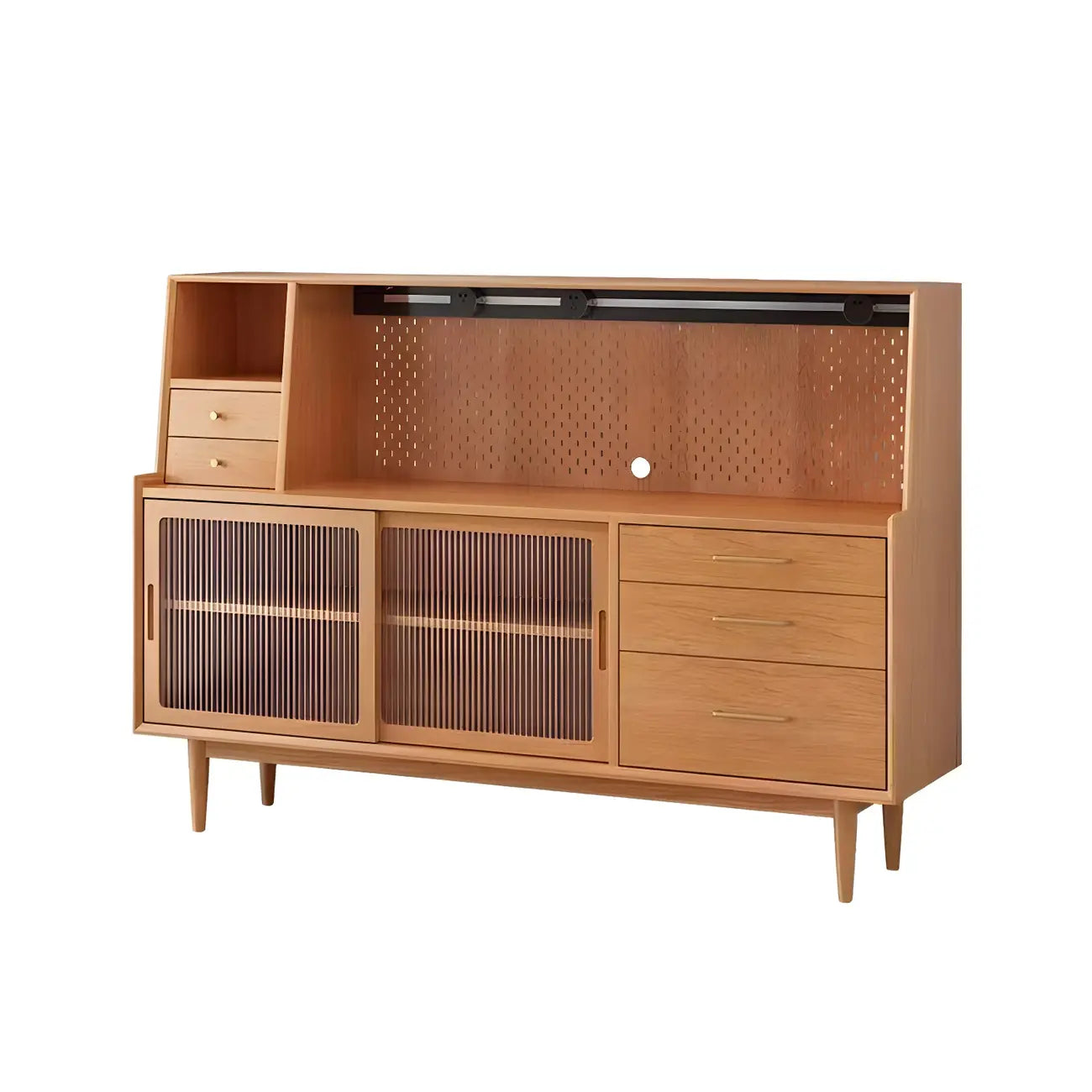 Buffet scandinave en bois naturel avec étagère et tiroir