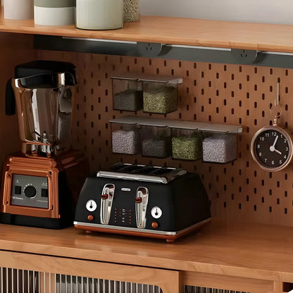 Buffet scandinave en bois naturel avec étagère et tiroir