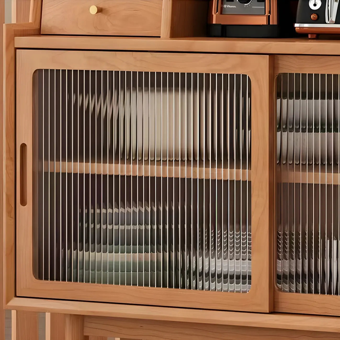 Buffet scandinave en bois naturel avec étagère et tiroir