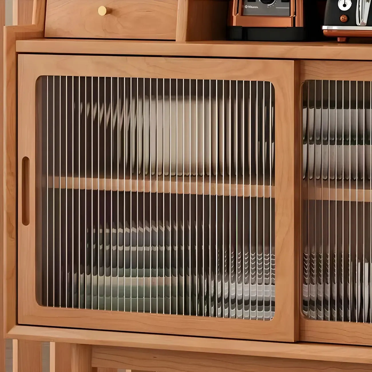 Buffet scandinave en bois naturel avec étagère et tiroir