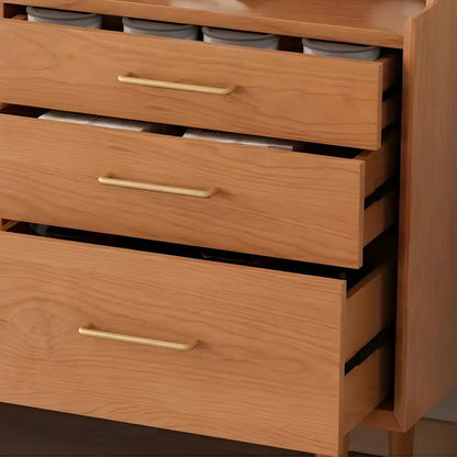 Buffet scandinave en bois naturel avec étagère et tiroir