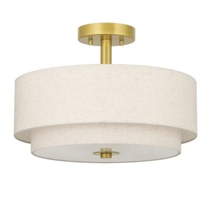 Plafonnier cylindrique à deux niveaux en tissu pour salon moderne