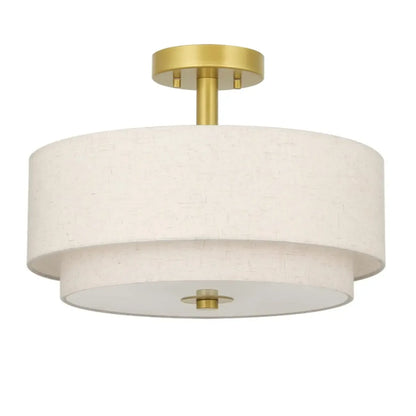 Plafonnier cylindrique à deux niveaux en tissu pour salon moderne