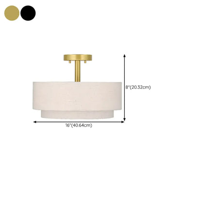 Plafonnier cylindrique à deux niveaux en tissu pour salon moderne