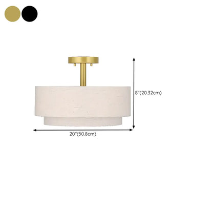 Plafonnier cylindrique à deux niveaux en tissu pour salon moderne