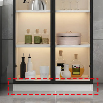 Vitrine moderne en bois gris avec portes vitrées