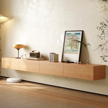 Meuble TV mural rectangulaire en bois naturel pour salon