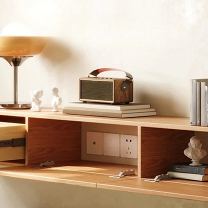 Meuble TV mural rectangulaire en bois naturel pour salon