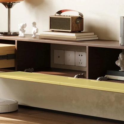 Meuble TV mural rectangulaire en bois naturel pour salon