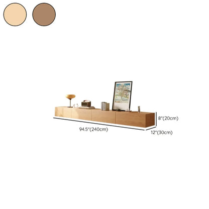 Meuble TV mural rectangulaire en bois naturel pour salon