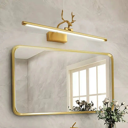 Applique murale LED en métal doré en forme de bois de cerf pour salle de bain