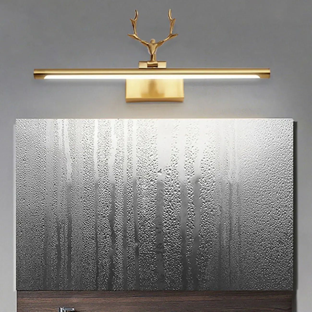 Applique murale LED en métal doré en forme de bois de cerf pour salle de bain