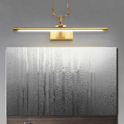 Applique murale LED en métal doré en forme de bois de cerf pour salle de bain