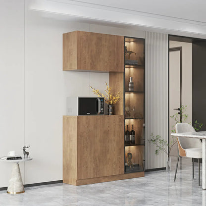 Buffet moderne en bois avec tiroirs, étagères et placards