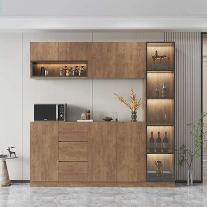 Buffet moderne en bois avec tiroirs, étagères et placards