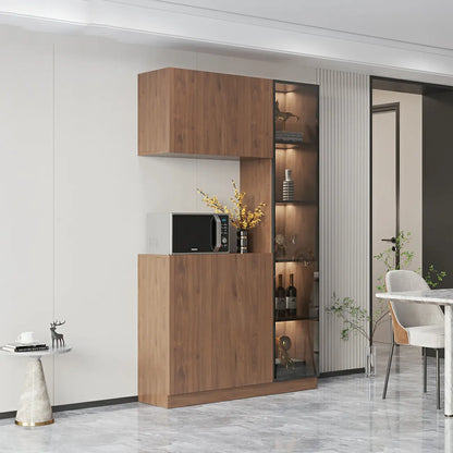 Buffet moderne en bois avec tiroirs, étagères et placards