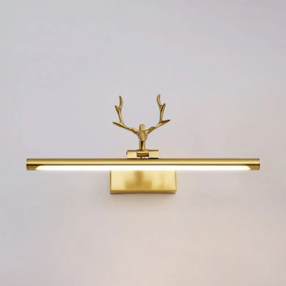 Applique murale LED en métal doré en forme de bois de cerf pour salle de bain