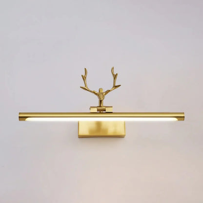 Applique murale LED en métal doré en forme de bois de cerf pour salle de bain