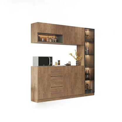Buffet moderne en bois avec tiroirs, étagères et placards
