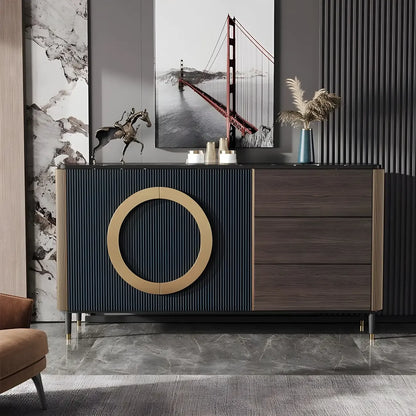 Buffet glamour en bois couleur expresso avec tiroirs et placards