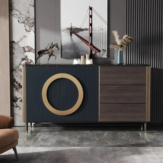 Buffet glamour en bois couleur expresso avec tiroirs et placards