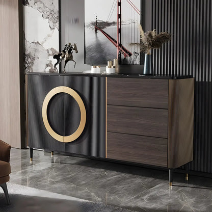Buffet glamour en bois couleur expresso avec tiroirs et placards