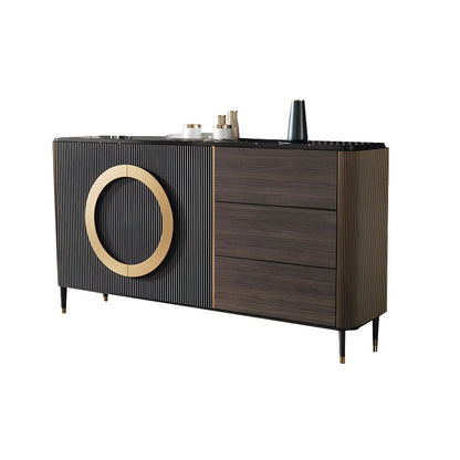Buffet glamour en bois couleur expresso avec tiroirs et placards