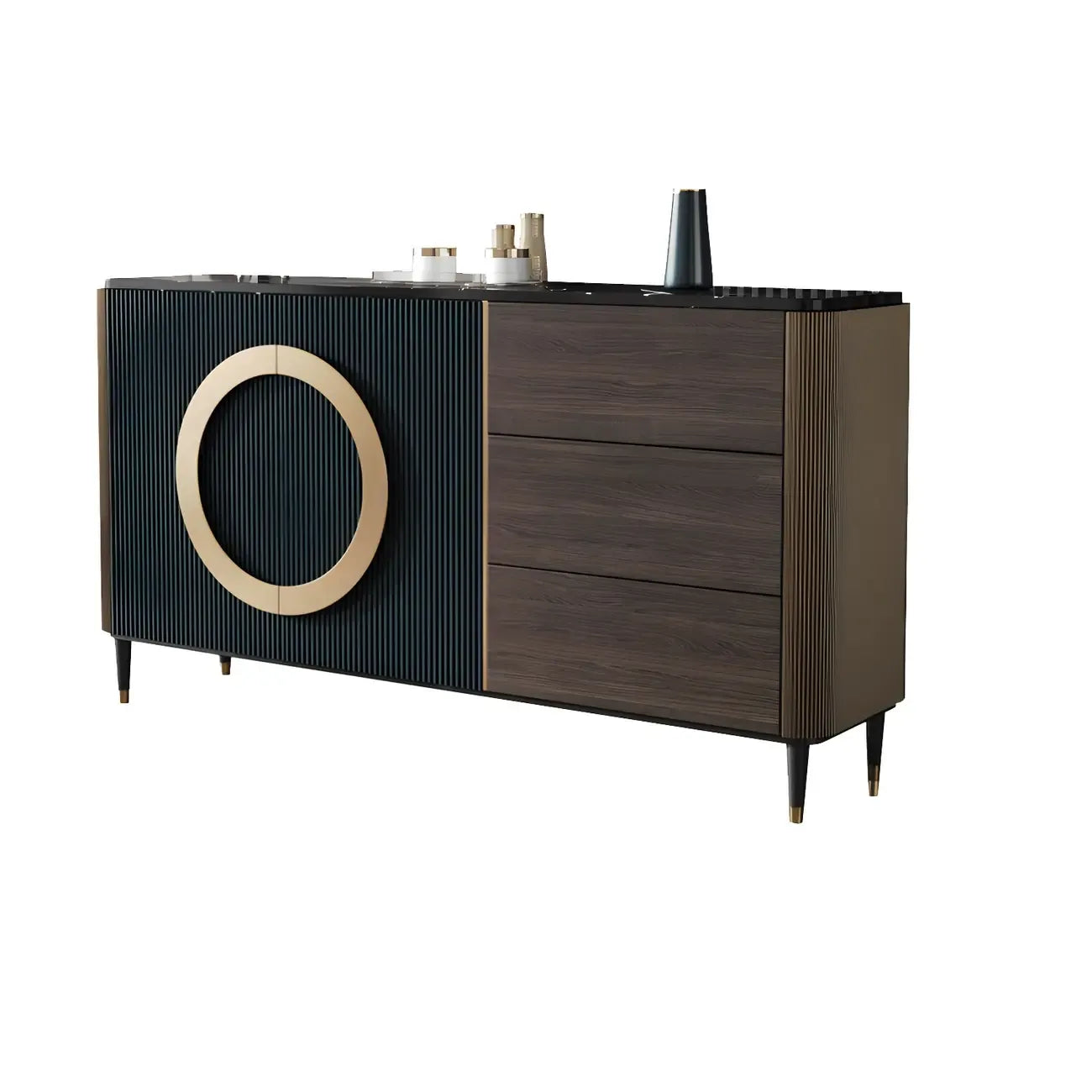 Buffet glamour en bois couleur expresso avec tiroirs et placards