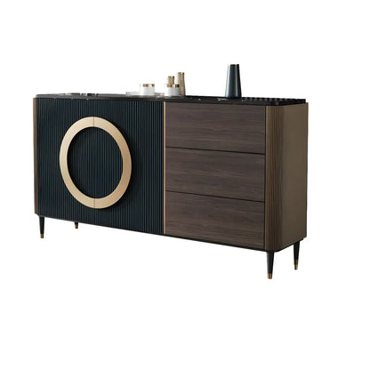 Buffet glamour en bois couleur expresso avec tiroirs et placards
