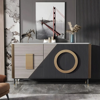 Buffet glamour en bois couleur expresso avec tiroirs et placards