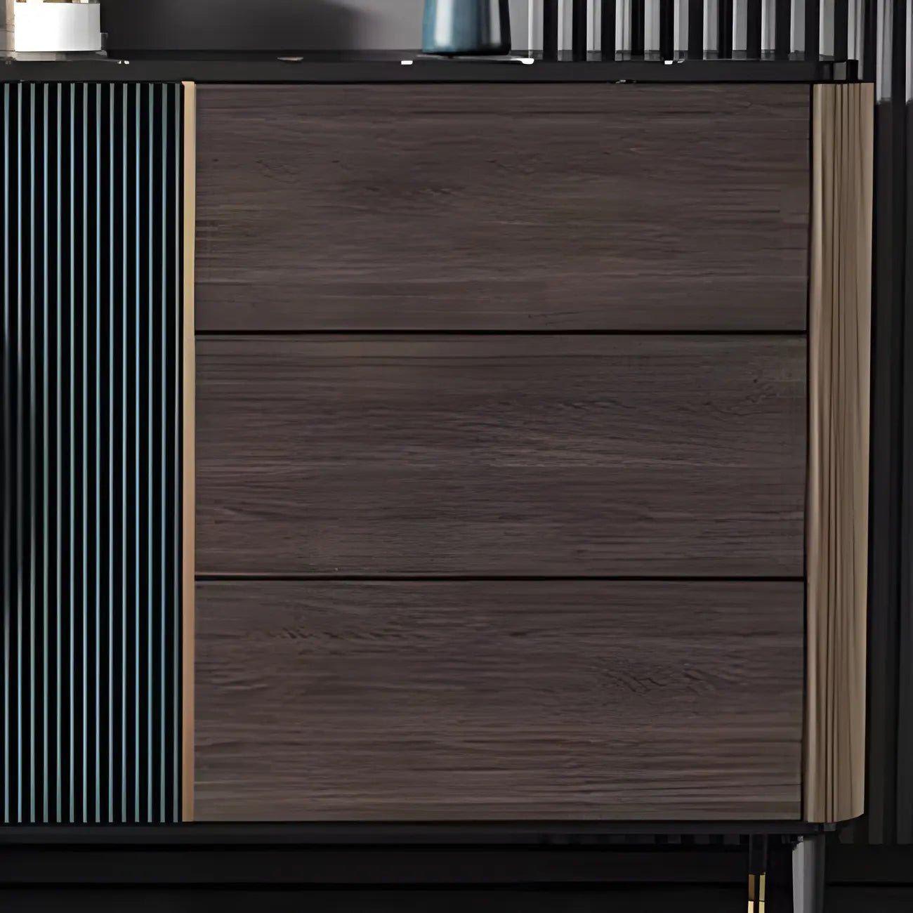 Buffet glamour en bois couleur expresso avec tiroirs et placards