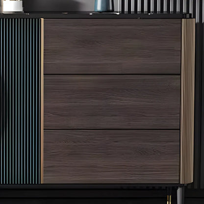 Buffet glamour en bois couleur expresso avec tiroirs et placards