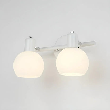 Applique murale moderne à 3 têtes noires avec abat-jour en verre blanc