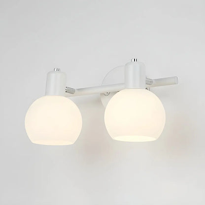 Applique murale moderne à 3 têtes noires avec abat-jour en verre blanc