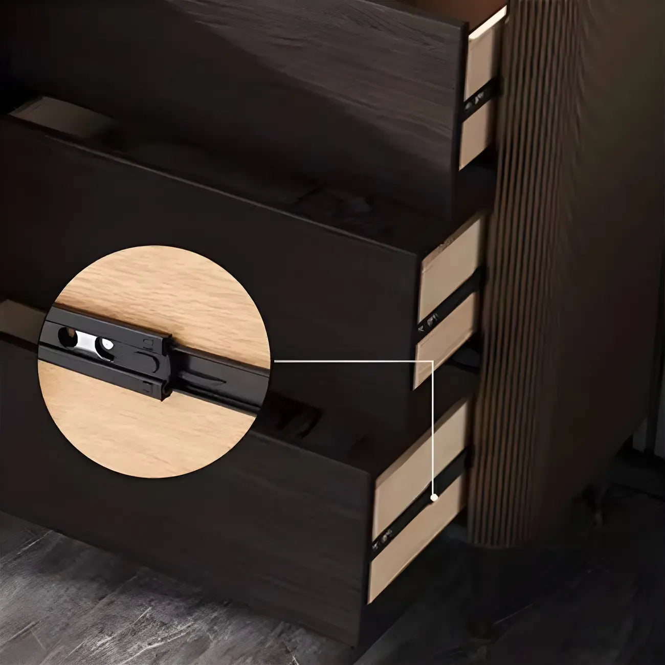 Buffet glamour en bois couleur expresso avec tiroirs et placards