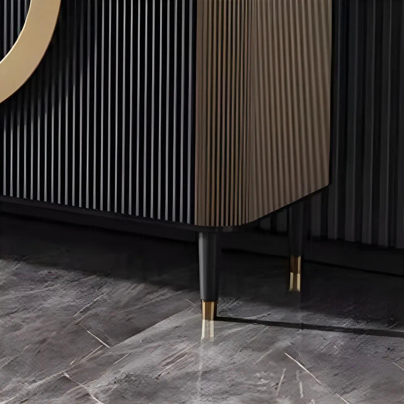 Buffet glamour en bois couleur expresso avec tiroirs et placards