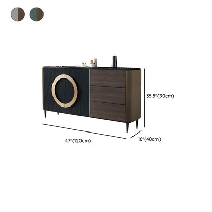 Buffet glamour en bois couleur expresso avec tiroirs et placards