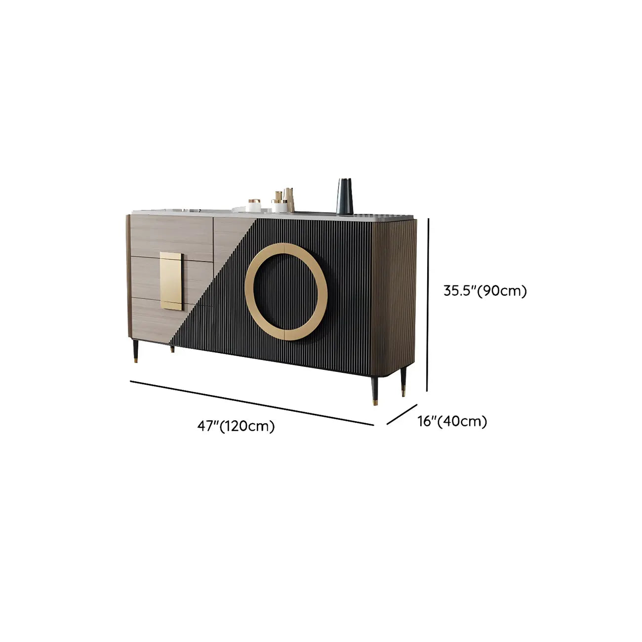 Buffet glamour en bois couleur expresso avec tiroirs et placards