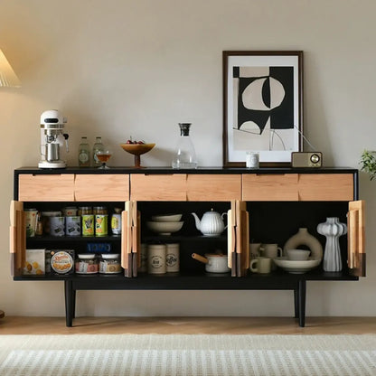 Buffet moderne en bois multicolore avec rangement et armoire