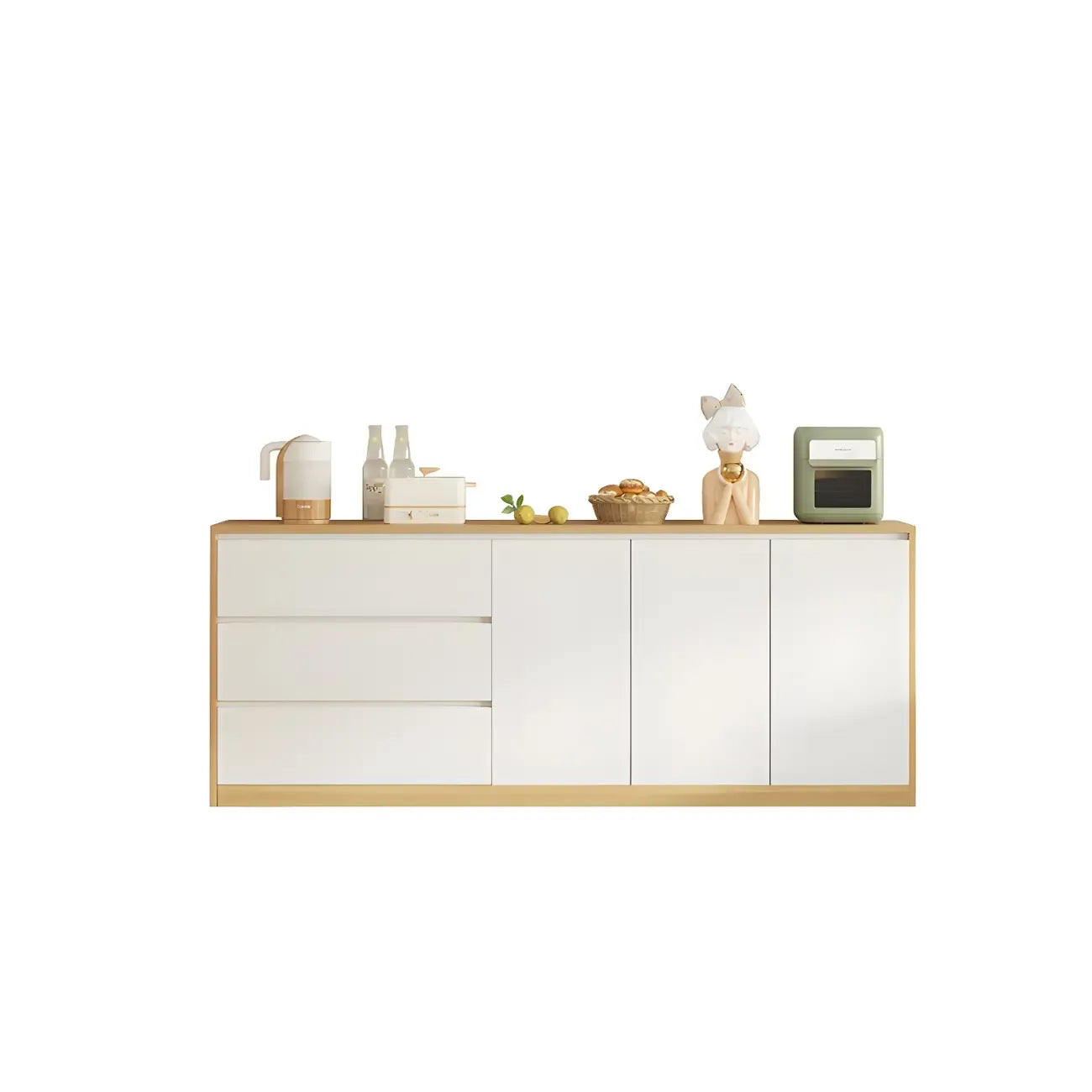 Buffet moderne en bois blanc à 3 tiroirs
