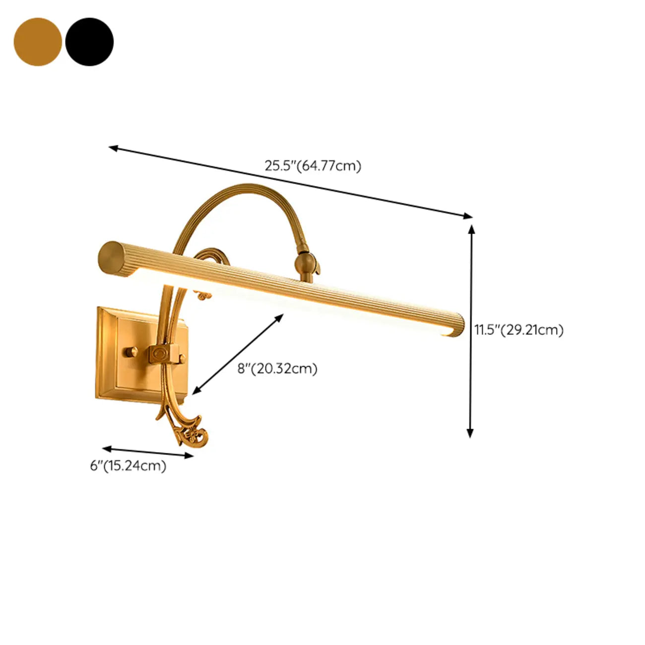 Applique murale linéaire LED rétro en cuivre arquée