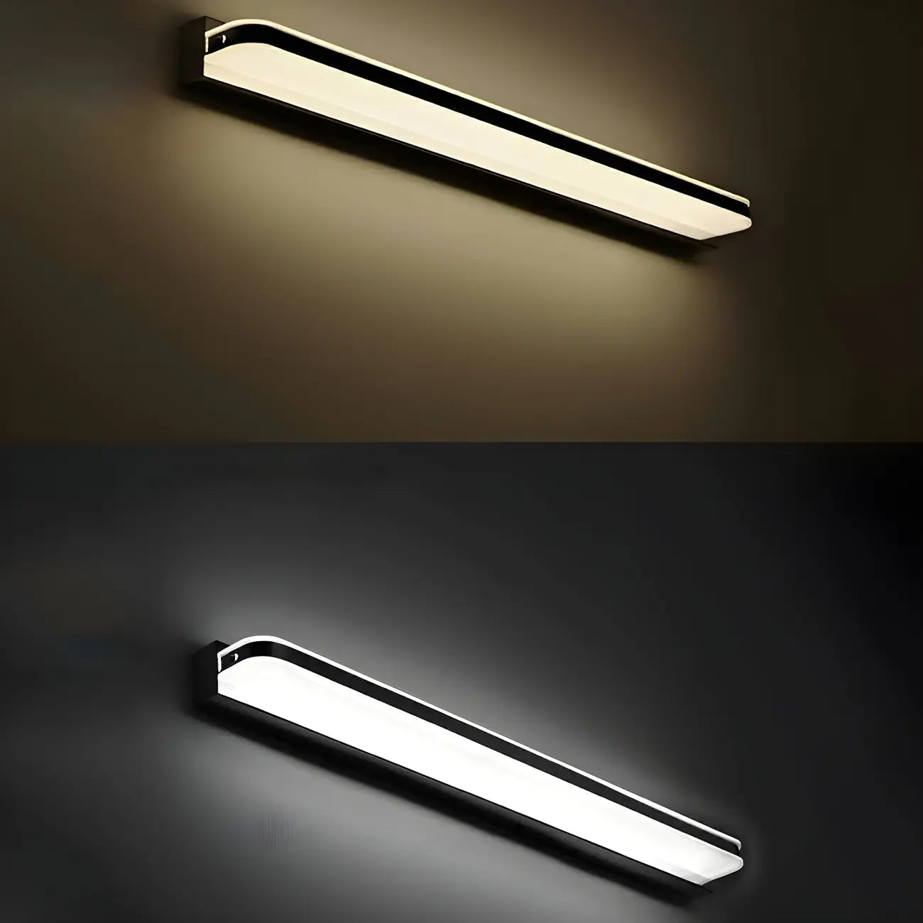 Lampe de coiffeuse linéaire noire à LED de style nordique avec abat-jour en acrylique
