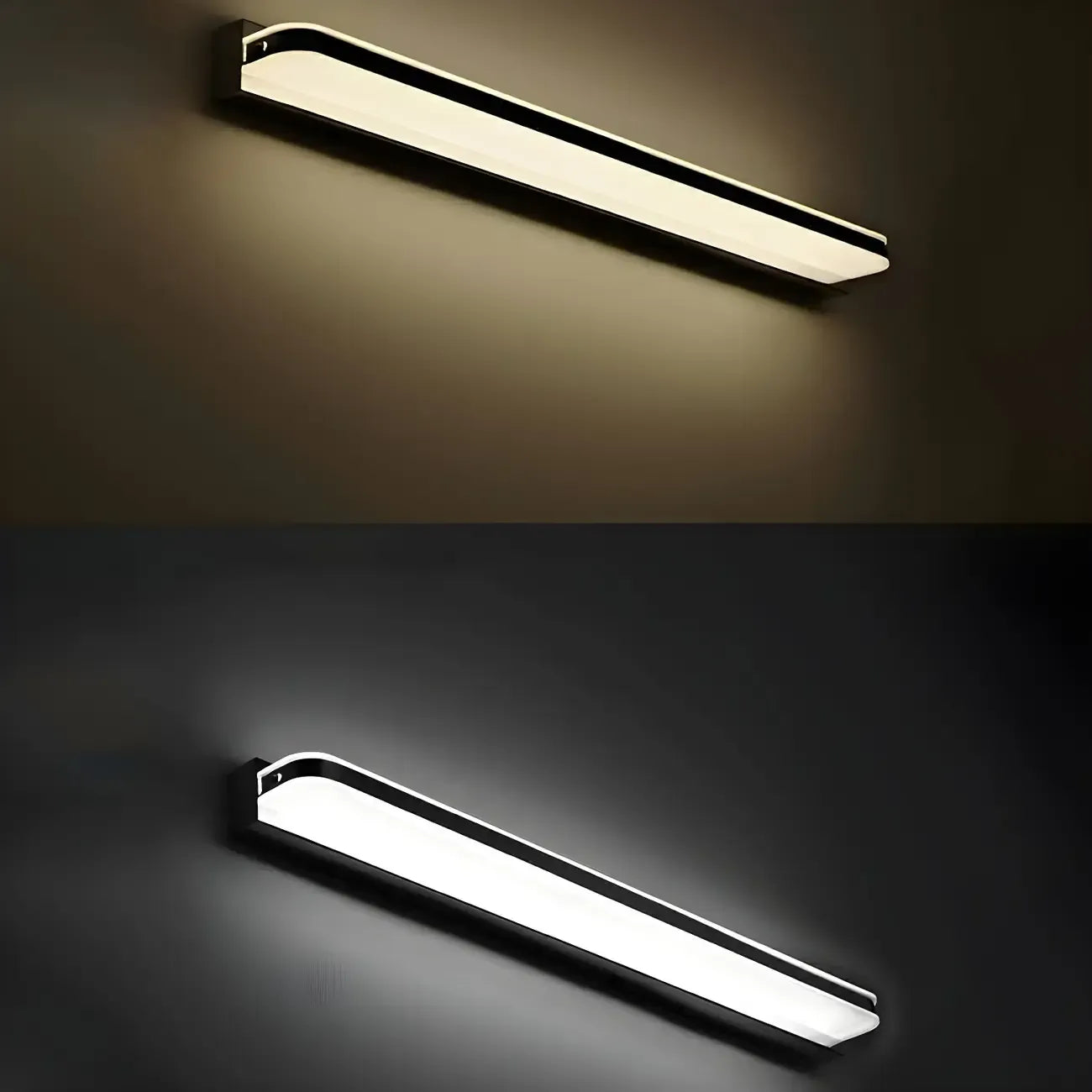 Lampe de coiffeuse linéaire noire à LED de style nordique avec abat-jour en acrylique