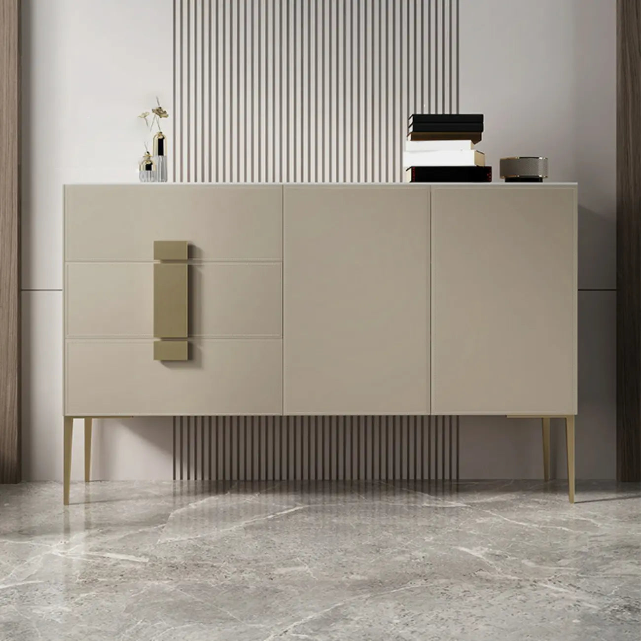 Buffet gris moderne avec tiroirs pour salon