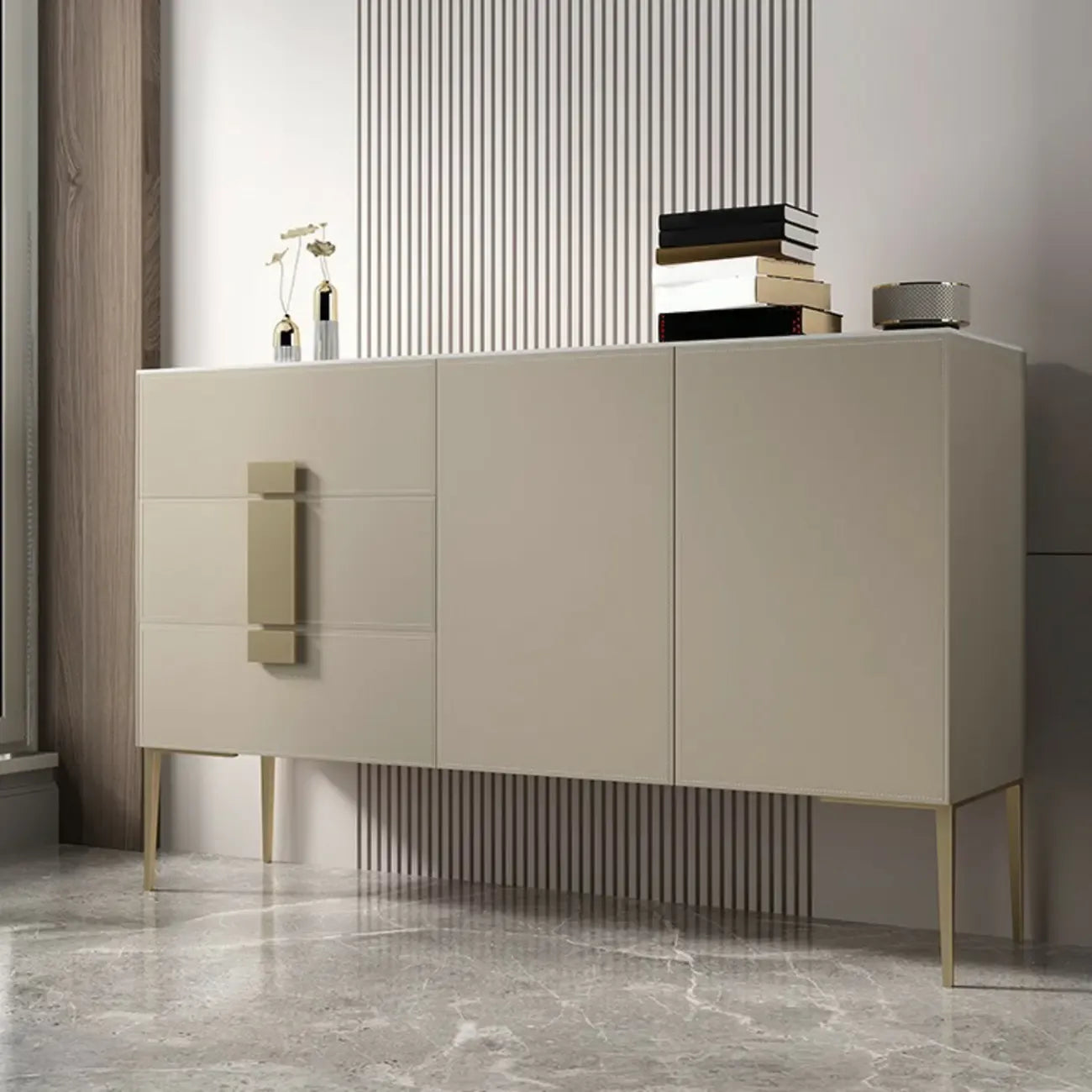 Buffet gris moderne avec tiroirs pour salon