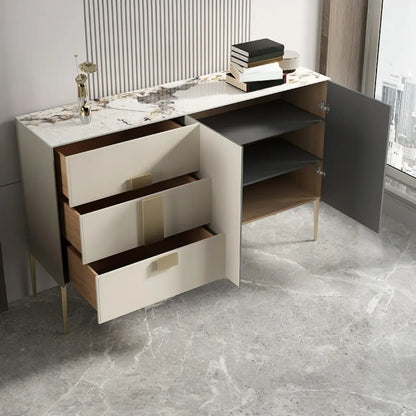 Buffet gris moderne avec tiroirs pour salon