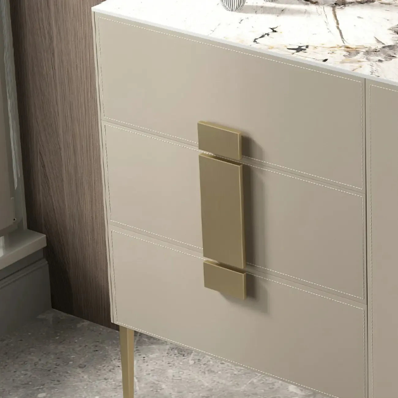 Buffet gris moderne avec tiroirs pour salon