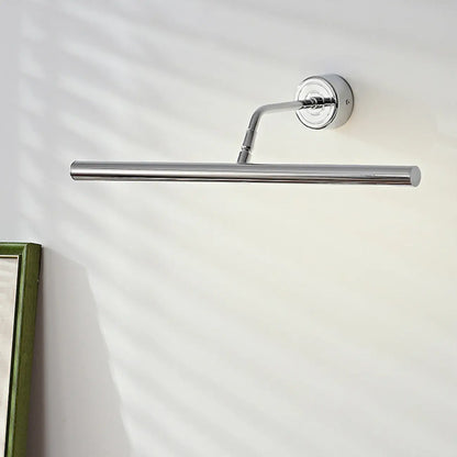 Applique murale moderne tubulaire en métal argenté avec LED et bras incliné