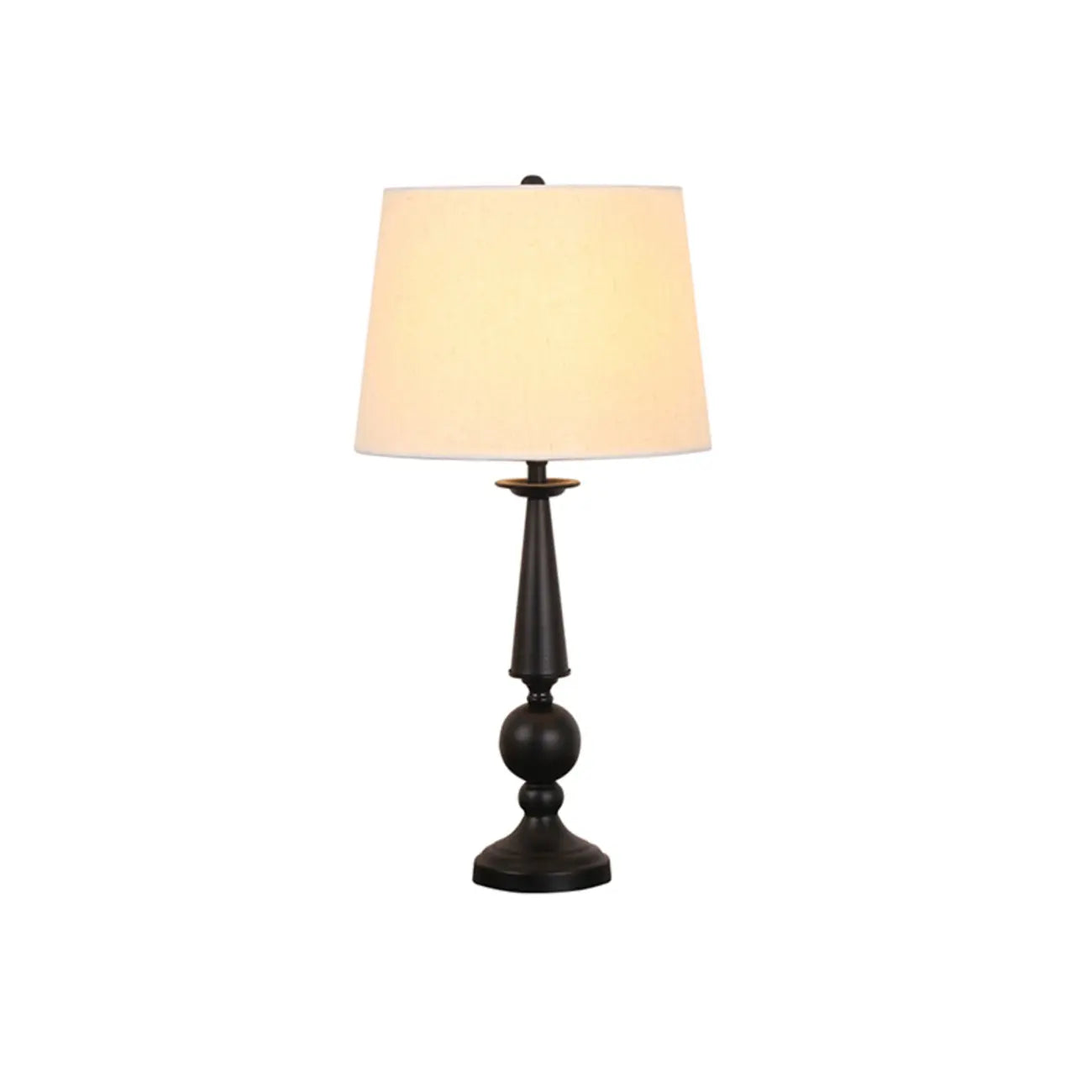 Lampe de table géométrique noire avec abat-jour en tissu pour chambre à coucher