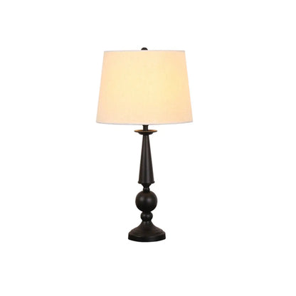 Lampe de table géométrique noire avec abat-jour en tissu pour chambre à coucher